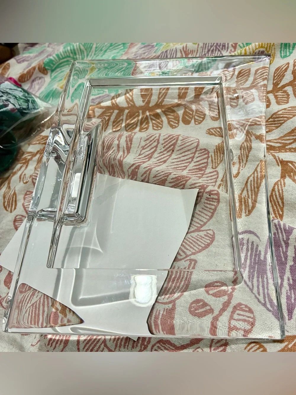 NAMBE Glass Picture Frame. 4”x6” pic. Total size 8.5”x6”. Stunning Etched Nambe